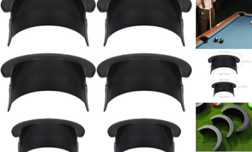 6pcs Pool Table Pockets, Plastic Black Billiard Pocket Liner 4 Corner