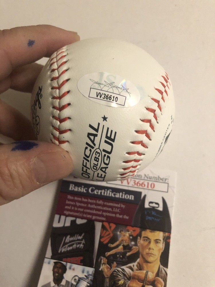 Autographed Vernon Wells Baseball insc Bennett Commando movie JSA Signed