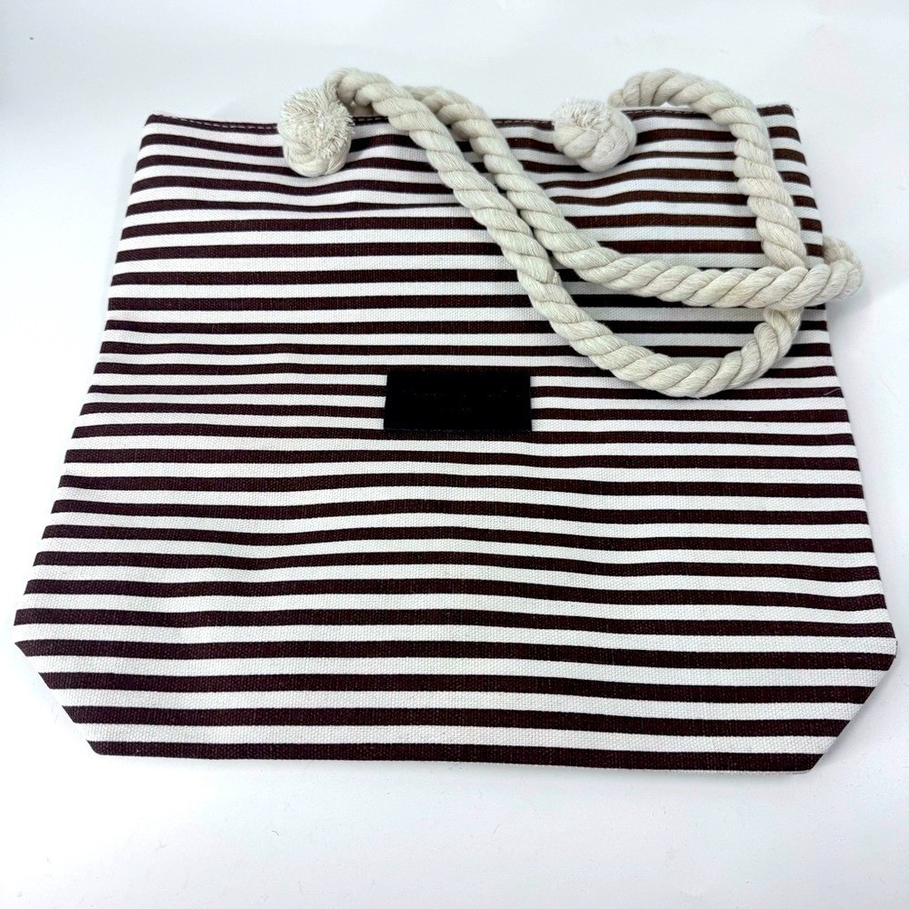 Threaded Pear Striped Tote Bag with Rope Handles