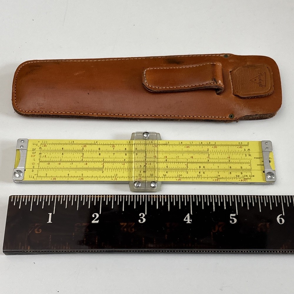 Pickett Slide Rule Model N600-ES with Leather Case 6 Inch