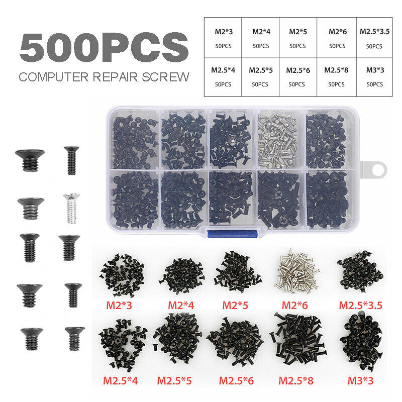 500Pcs Screws Screw Assorted Set Repair Accessories For Laptop Notebook Computer