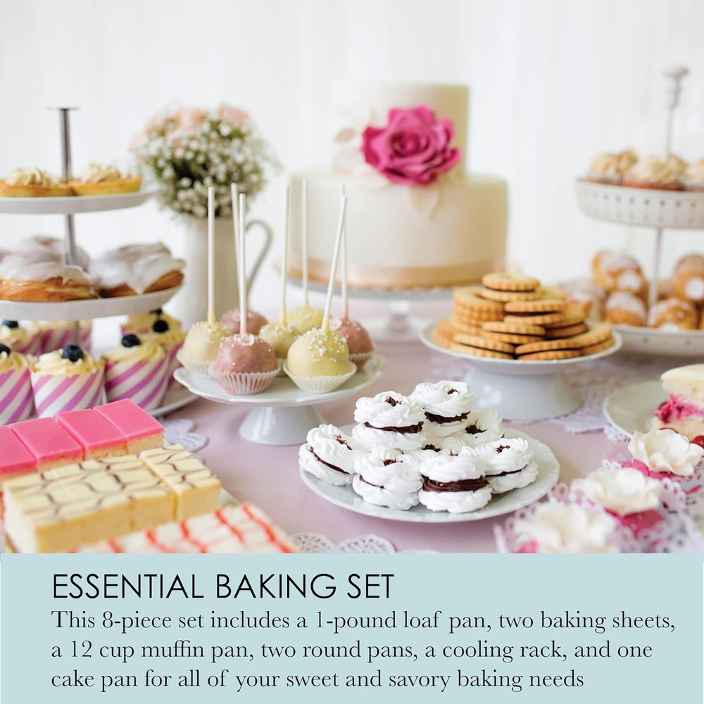 Professional Non-Stick 8-Piece Bakeware Set Silver