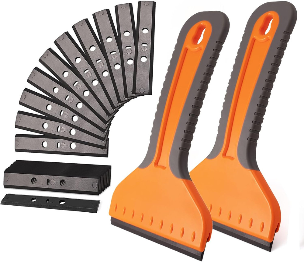 4-Inch Plastic Razor Blade Scraper, 2 PCS Big Blade Paint Scraper Sticker Remove