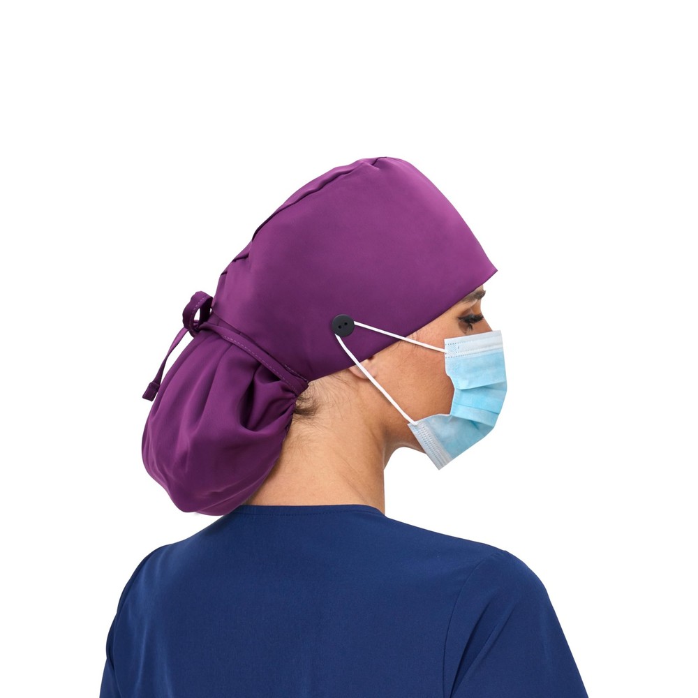 Satin Lined Scrub Cap with Ponytail Pocket Adjustable Surgical Cap with Sweat...