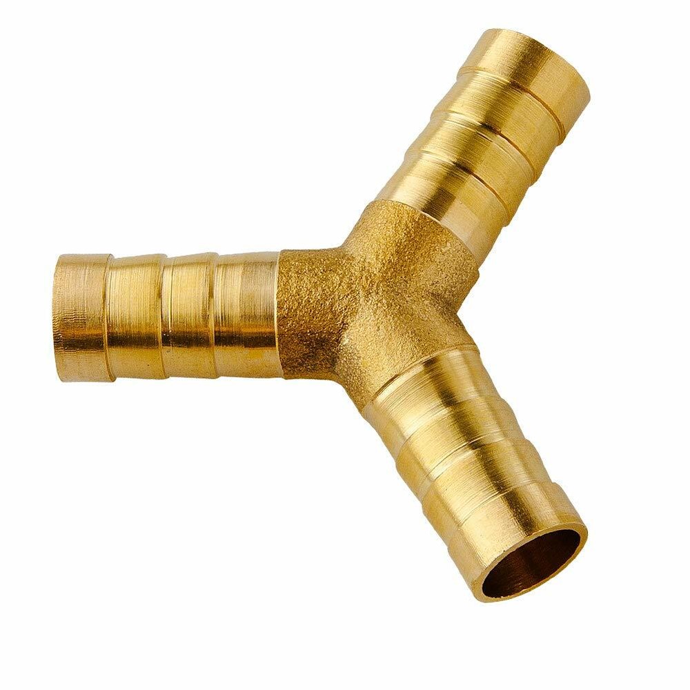 1/2" ID Hose Brab, Brass Shaped Y 3 Ways Barbed Hose Fitting Intersection Split