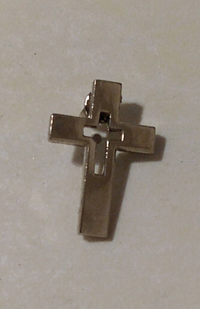 Religious Cross Small Silvertone Lapel Pin