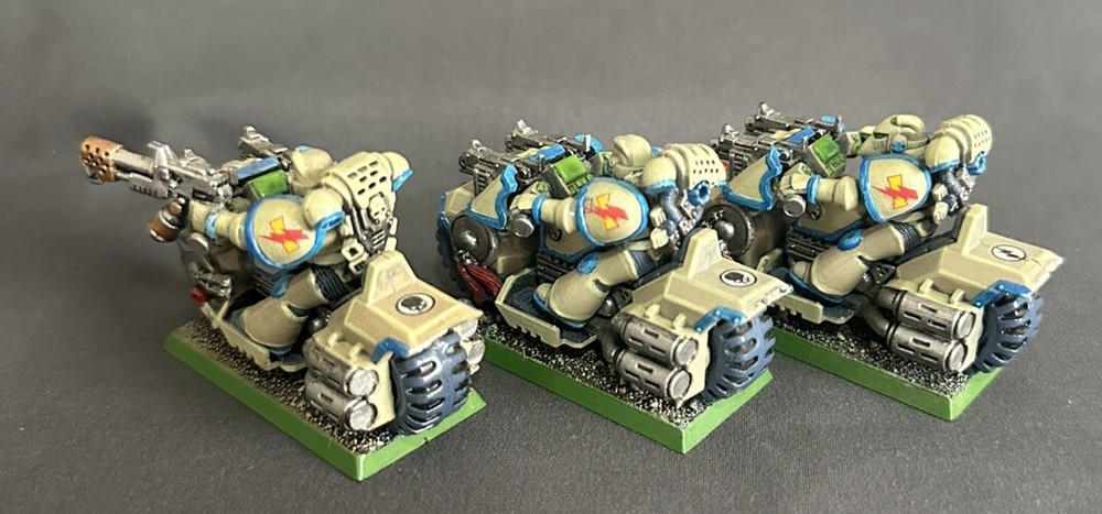 Warhammer 40k Space Marine Bikers x3 Pro Painted Games Workshop 2002 OOP