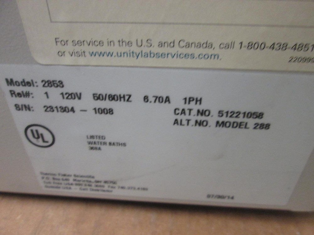 THERMO SCIENTIFIC 2853 12L MICROPROCESSOR CONTROLLED DUAL CHAMBER WATER BATH