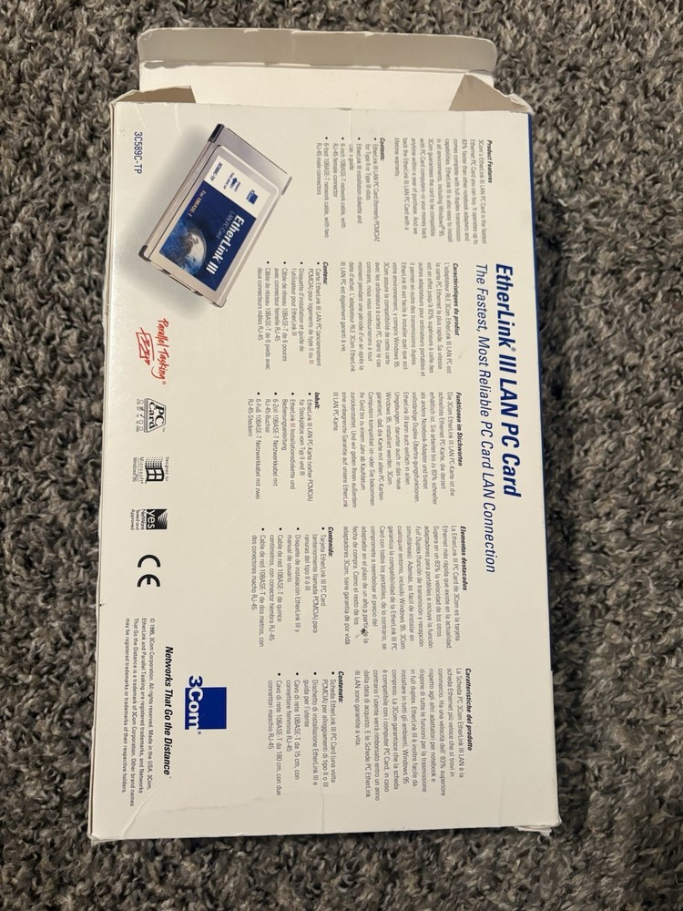 Vintage 1995 3Com EtherLink III LAN PC Card 3C589C kit_ Read Description