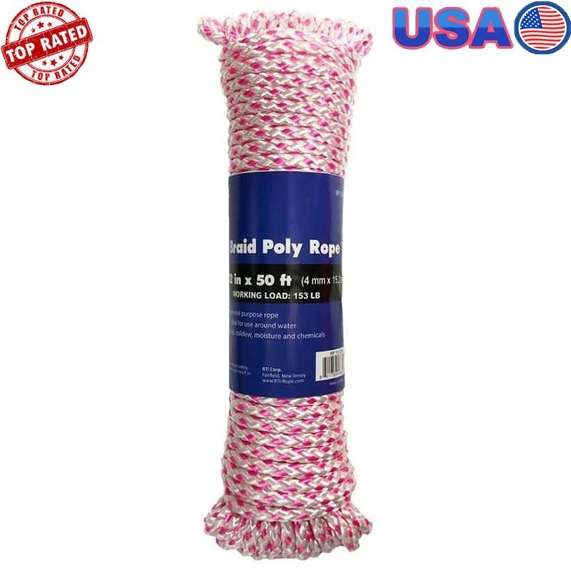 Diamond Braid Polypropylene Rope 5/32" x 50' Floating Durable General Use