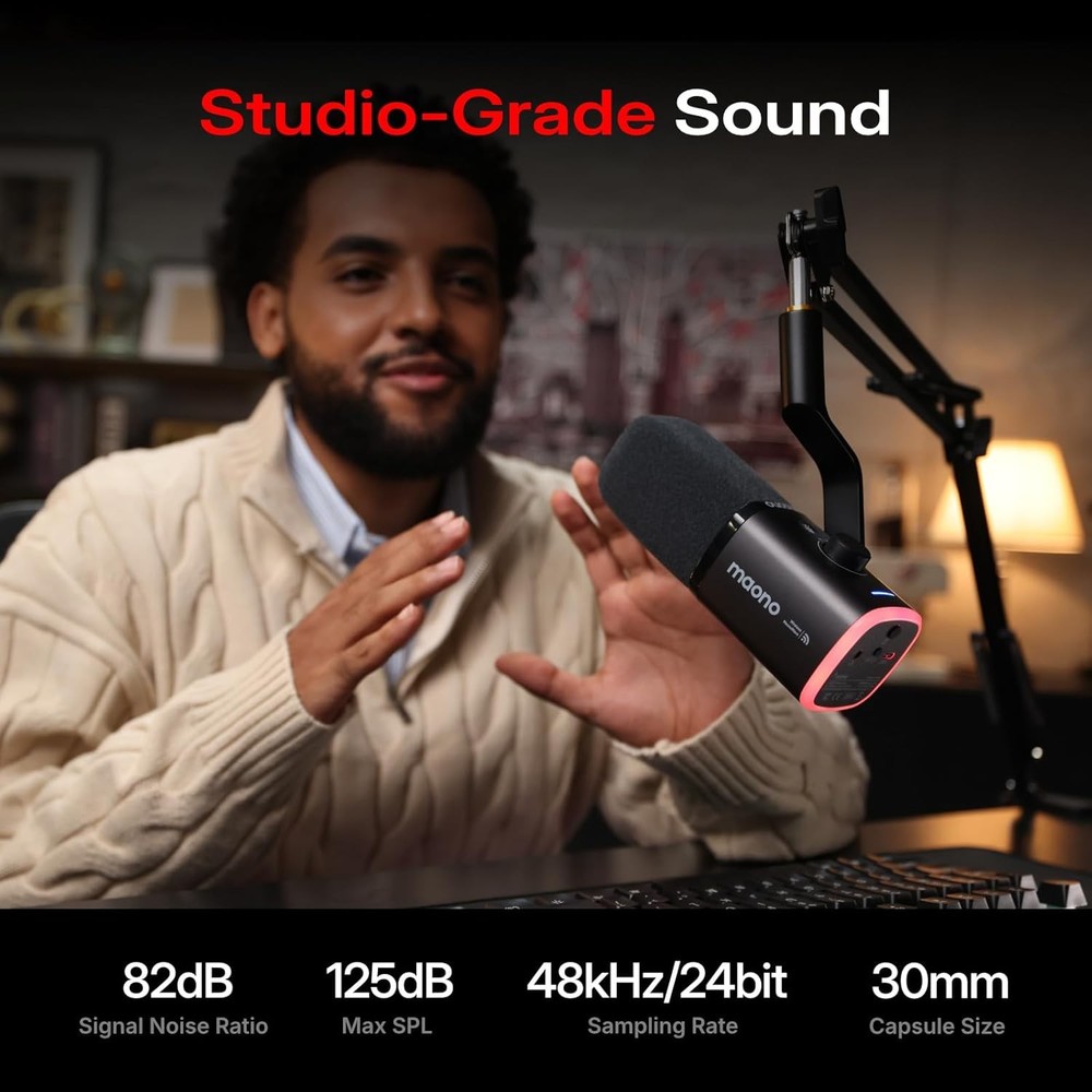 Dynamic Microphone Designed for Gaming and Streaming — Black