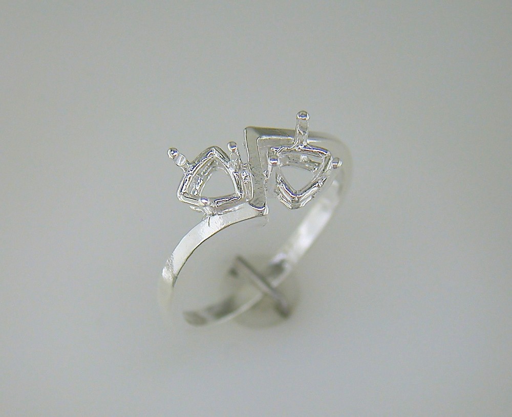 6 mm Double Trillion Ring Setting Sterling Silver