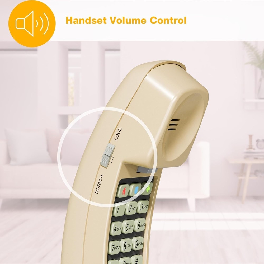 AT&T 210 Basic Trimline Corded Phone Single Line No AC Power Required Beige