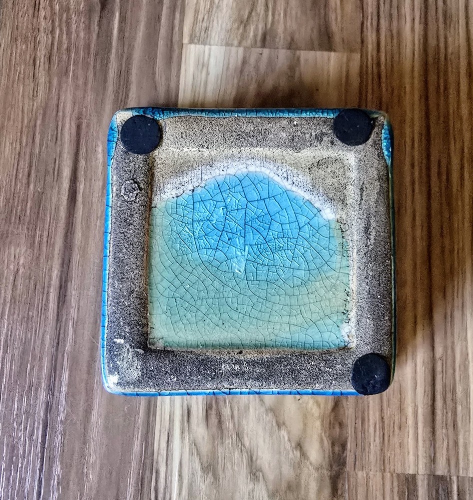 Vintage Blue Cracked 5.5" Ceramic Planter