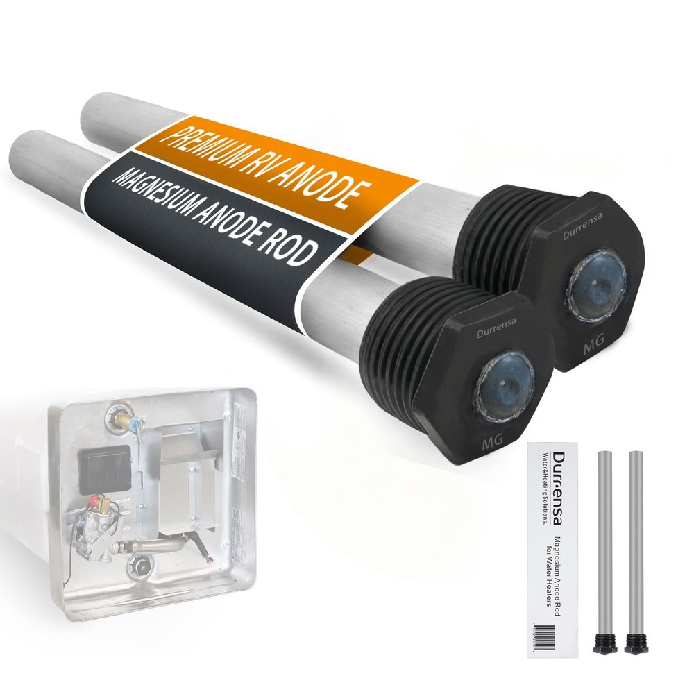DURRENSA RV Water Heater Anode Rod - 2-Pack, 0.75"W x 9.25"H, Silver