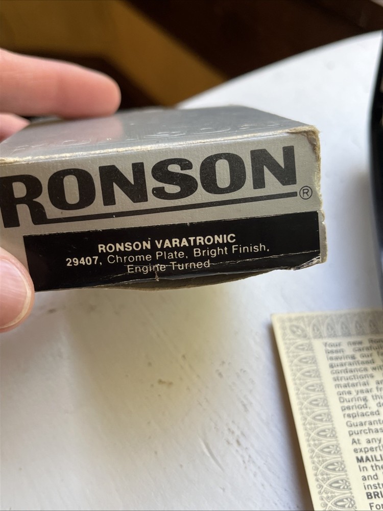 RONSON VARATRONIC Piezo-Electric Silver Engine Turned Lighter Made W. Germany