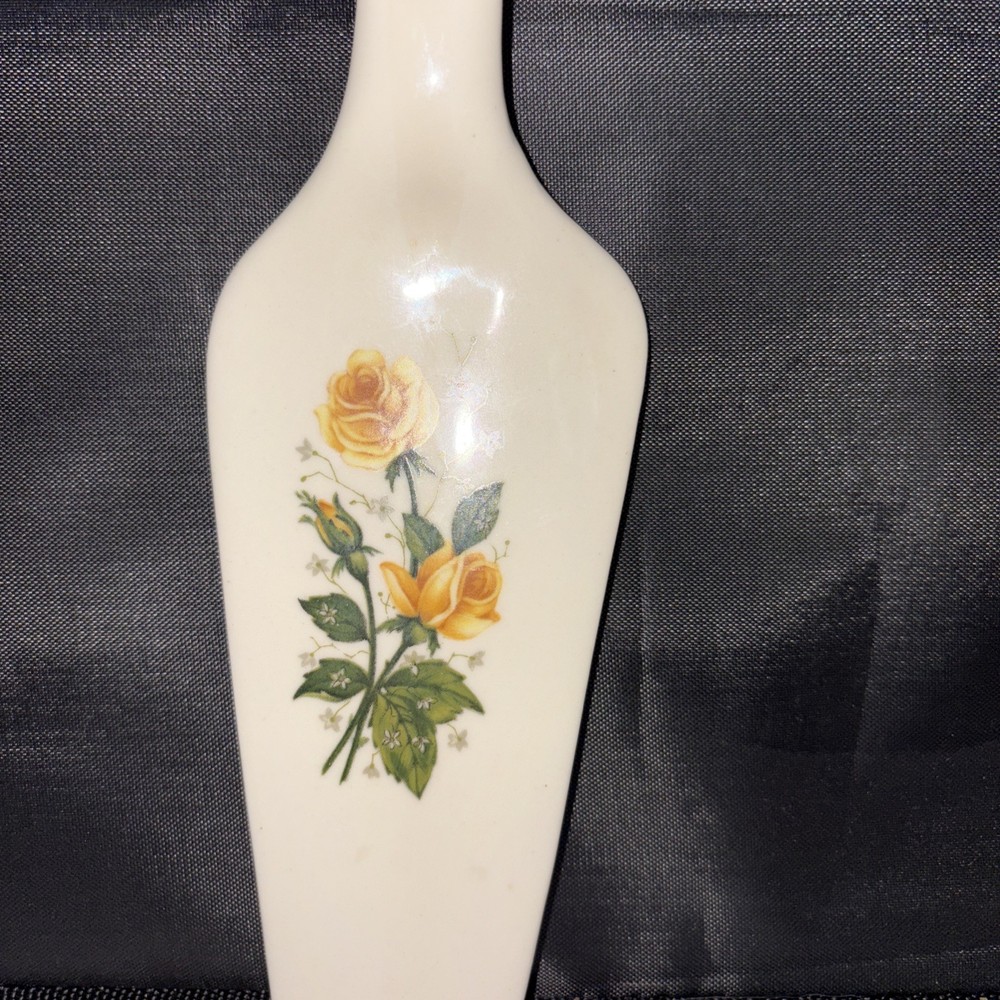 Vintage Decorative Porcelain Cake Server Cutter yellow rose patterned