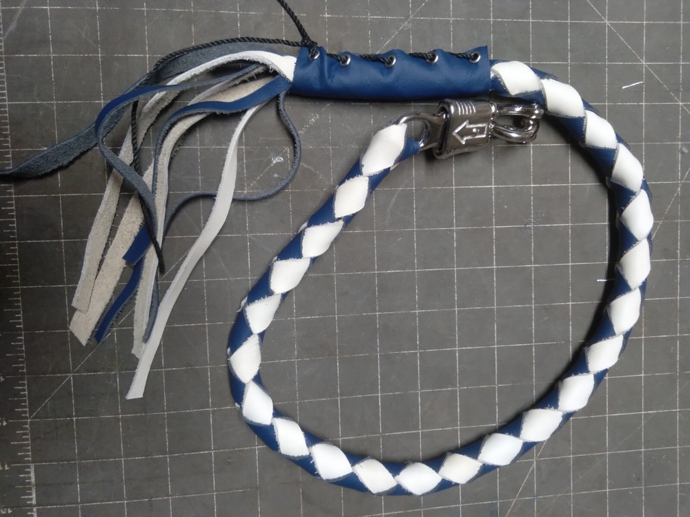 Special request whip getback motorcycle Blue and white whip