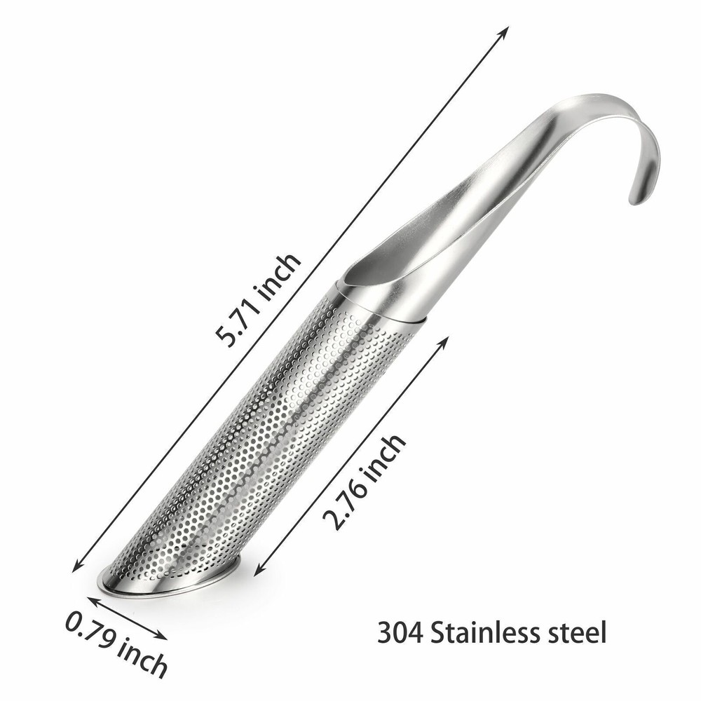 8xStainless Steel Tea Diffuser Tea Stick Strainer Tea Infuser Pipe w/Hook Handle