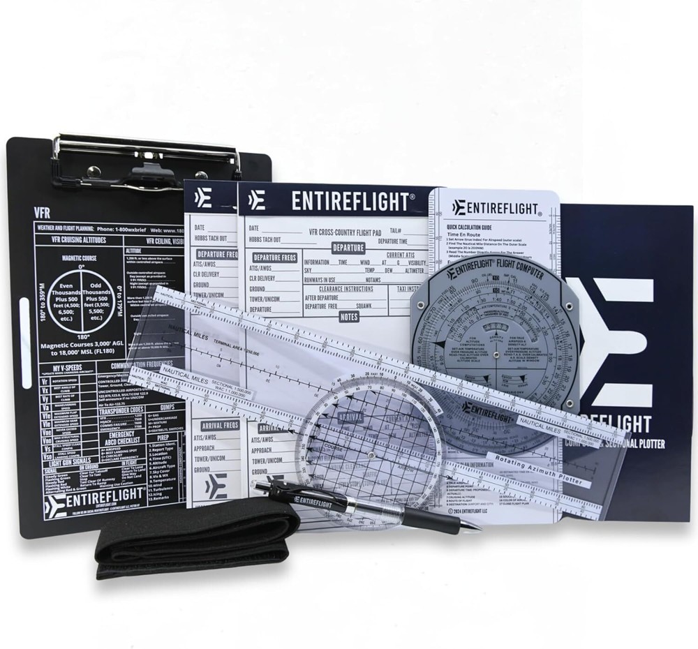 Aviation Pilot Kneeboard - E6b Flight Computer Plus Plotter & Cross Country Plan