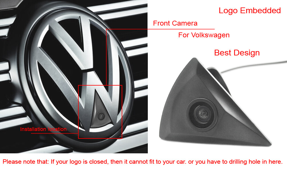 Car Logo Embedded 170° Full HD CCD Front View Camera for VW Passat 2012-2015