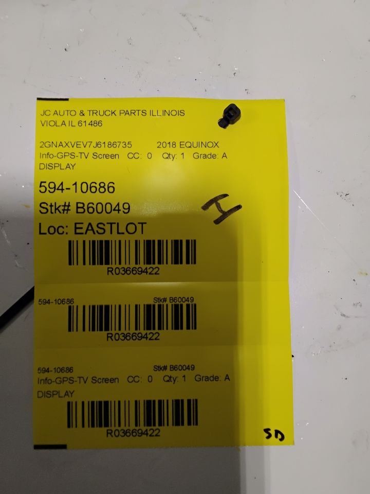 2018 Chevy Equinox 8" Display Screen and Control Panel