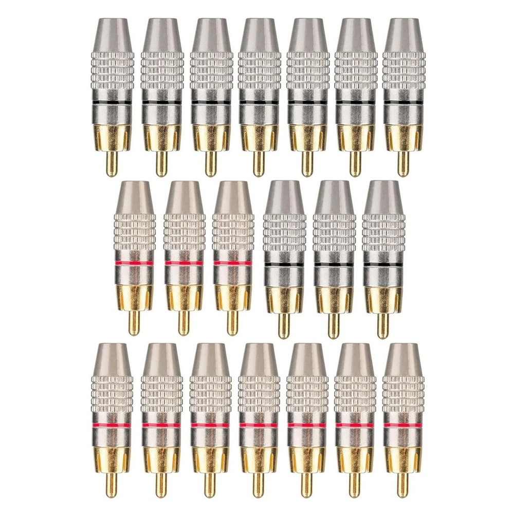 20PCS RCA Male Adapter Plug With Color-Coded for Easy Polarity Identification