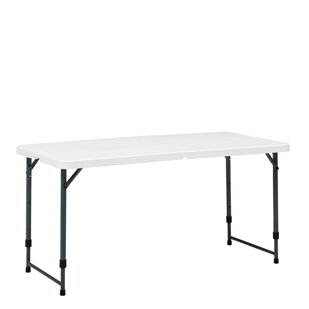 4 Foot Adjustable Height Folding Plastic Table White