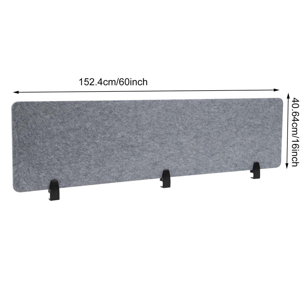 60"x16" Stand Up Clamp-on Desk Divider Mounted Privacy Panel Acoustic Panel