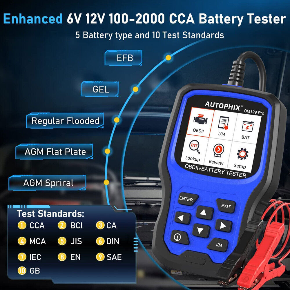 AUTOPHIX OM129 Pro OBD2 Scanner Full Check Engine Code Reader 12V Battery Test