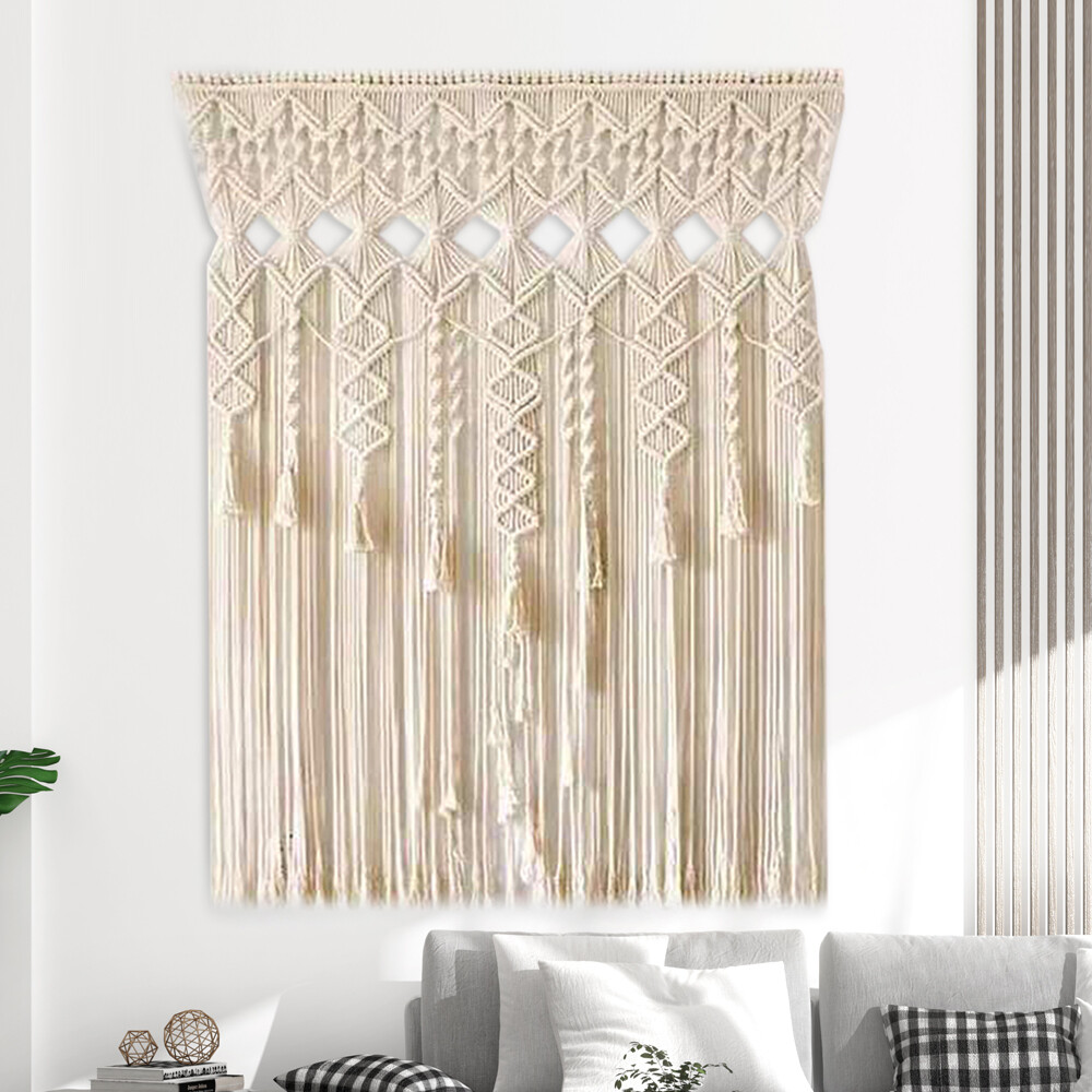 Handmade Macrame Wall Hanging Boho Home Backdrop Door Window Curtain Decor