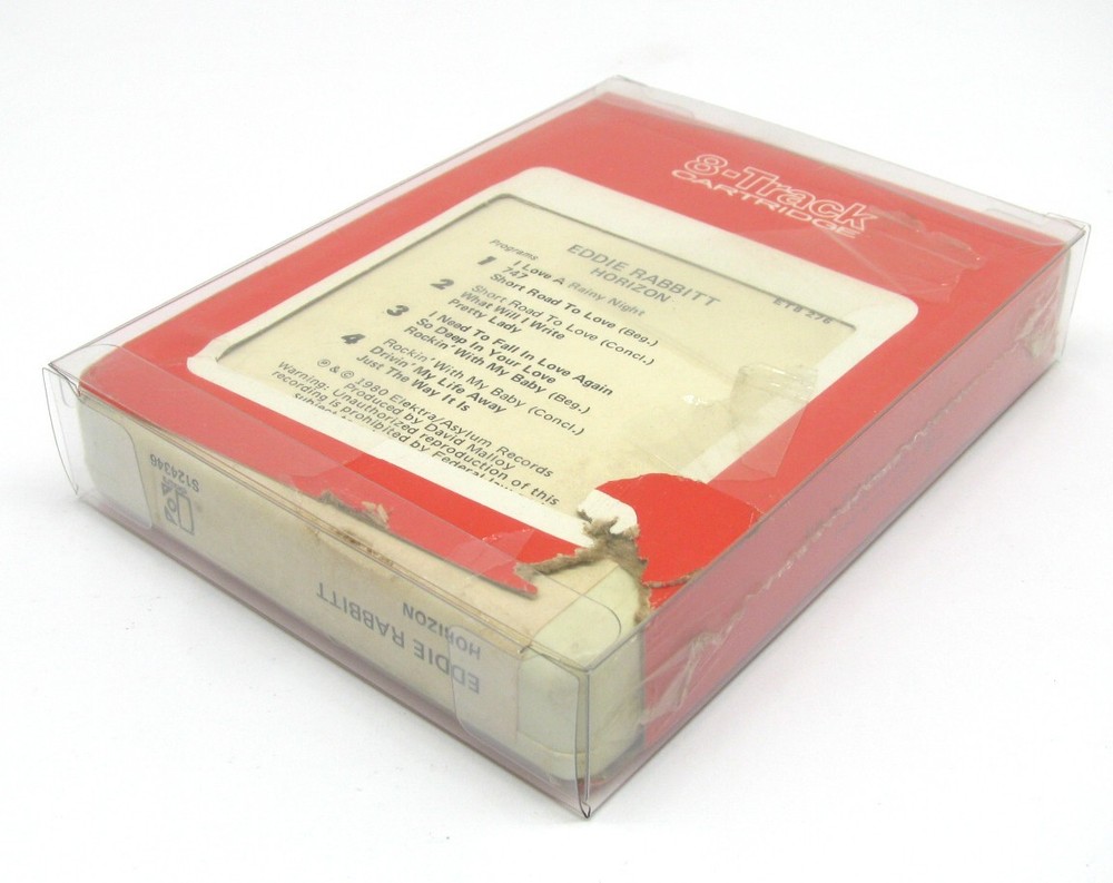 50x 8-TRACK CASSETTE - CLEAR FOLDING PLASTIC PROTECTIVE BOX/SLEEVE