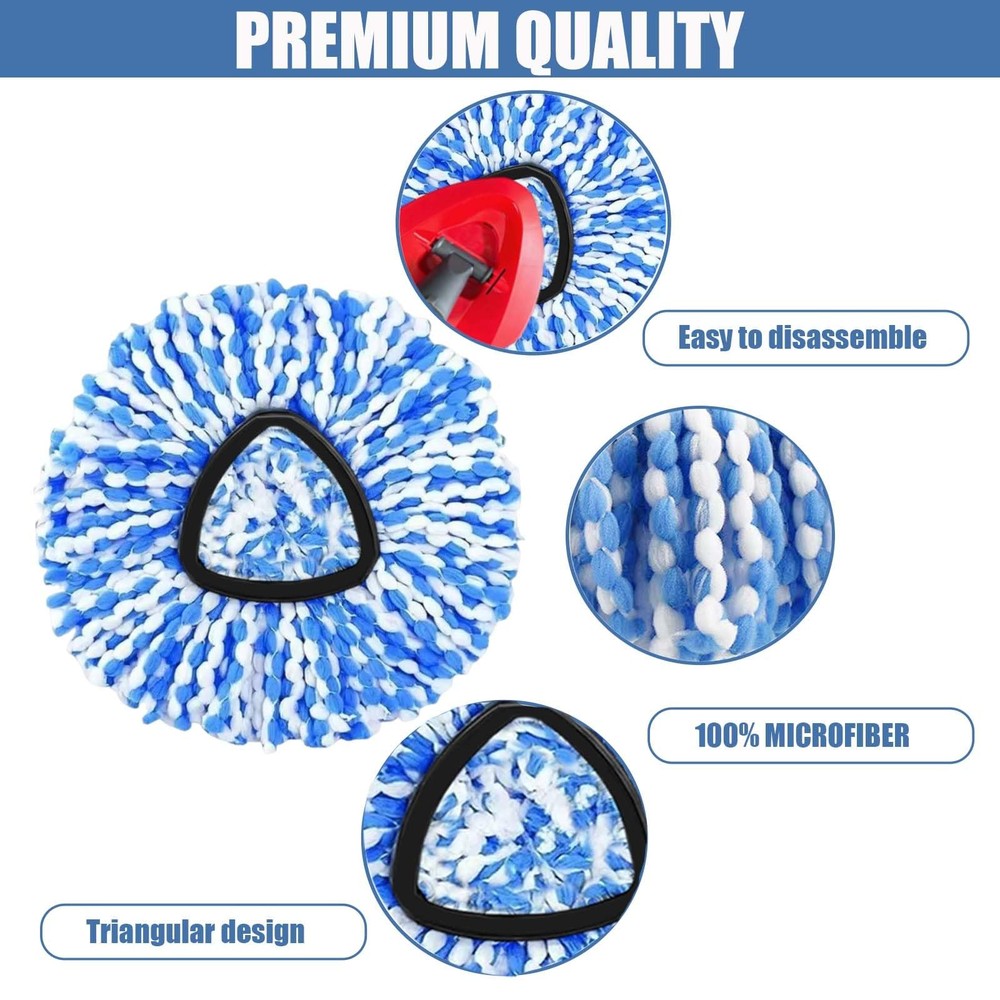 4 Pk Spin Mop Head Ocedar Rinse Clean 2 Tank System Microfiber Replacement Heads