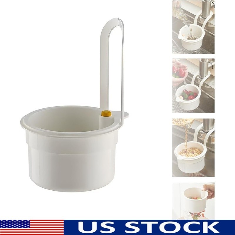 Touch Free Kitchen Sink Strainer Push Dump Efficient Drain Basket Storage Rack