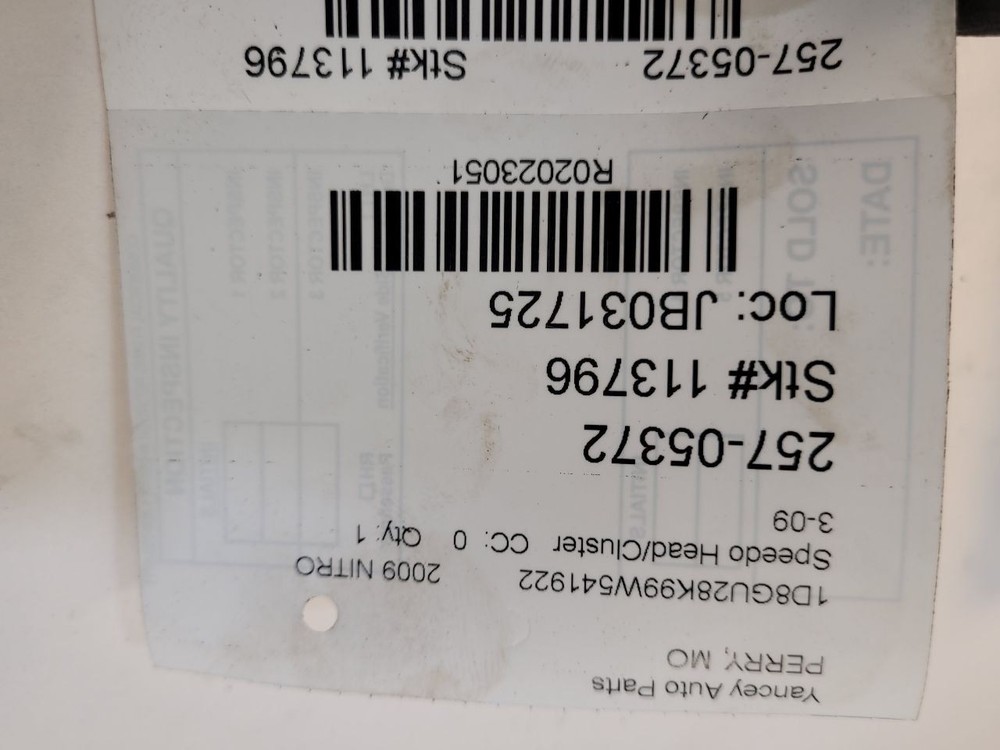 2009 09 DODGE NITRO Speedometer Cluster MPH 05172594AB