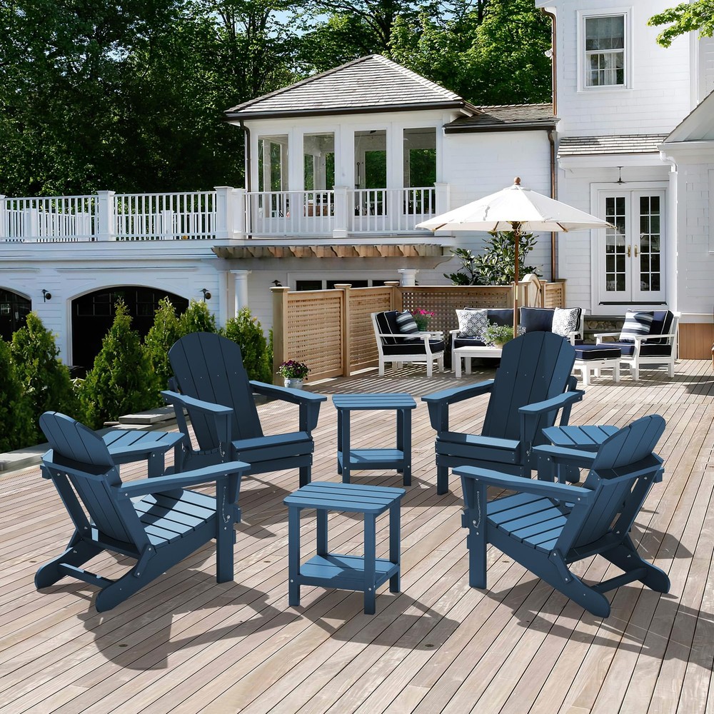 SERWALL Adirondack Table Outdoor Side Table- Blue