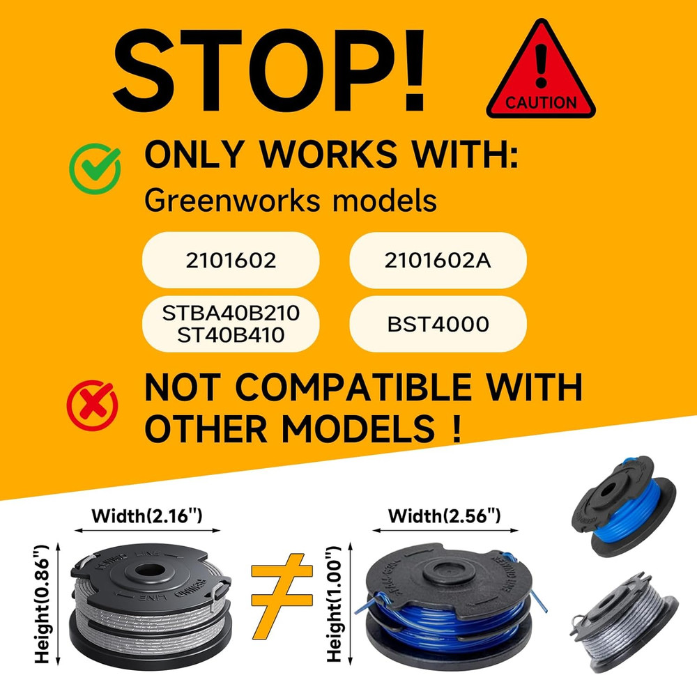8 Pack Weed Wacker String Fit for Greenworks String Trimmer, 0.065"-18Ft Dual St
