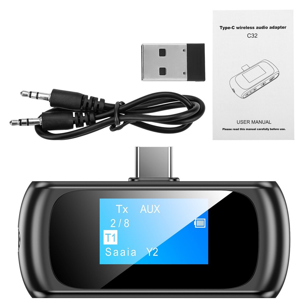 2 IN 1 Bluetooth Transmitter Receiver W/ LCD Display Screen For Switch PS TV PC