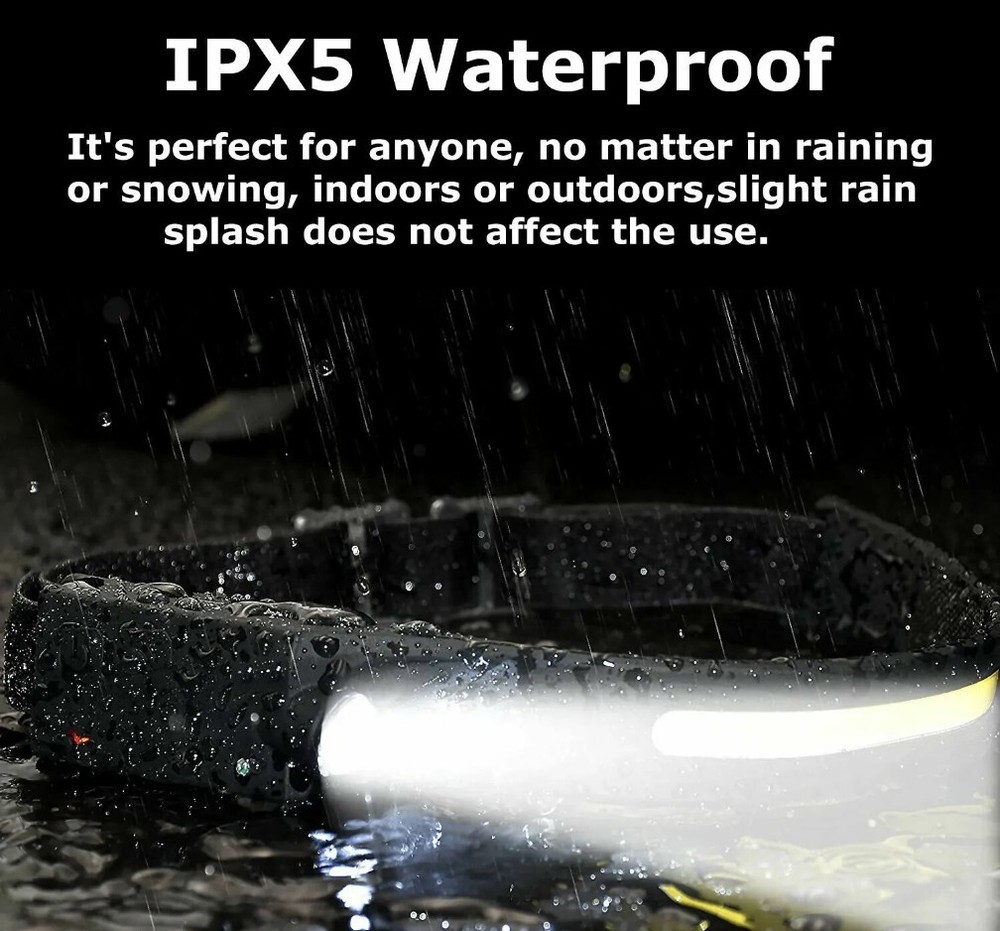 Four (4) COB Headlamp USB Rechargeable LED Torch Work