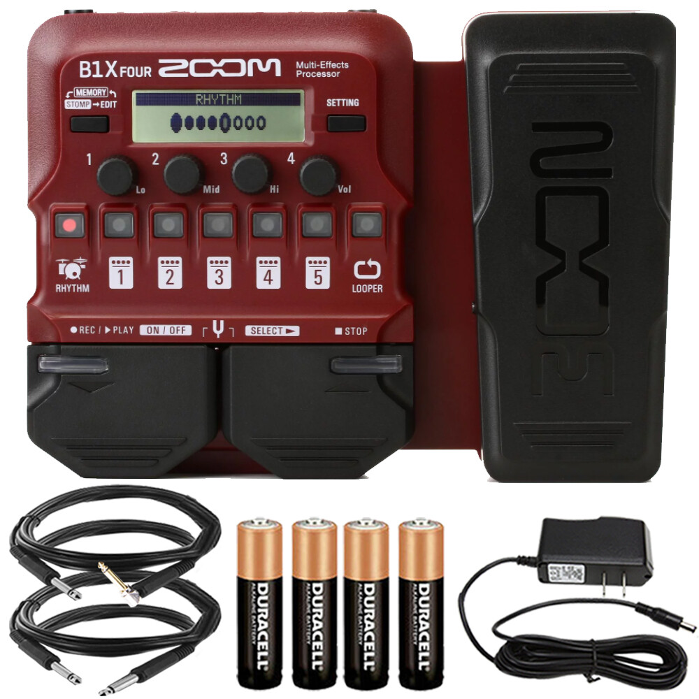 Zoom B1X Four Bass Multi-Effects Processor Pedal with Cable Accessory Kit