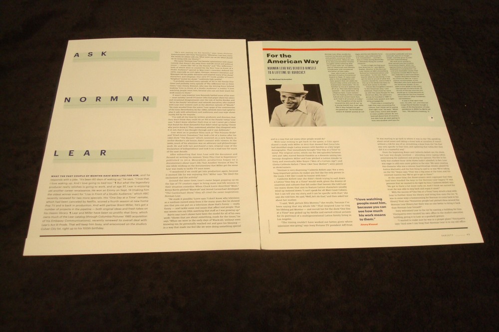 NORMAN LEAR article for Creative Conscience Award & DAVID E. KELLY Ally McBeal