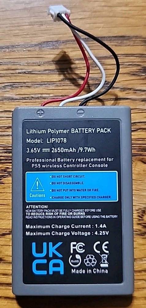Battery Pack Replacement LIP1078 for PS5 Dualsense Wireless Controller 2650mAh