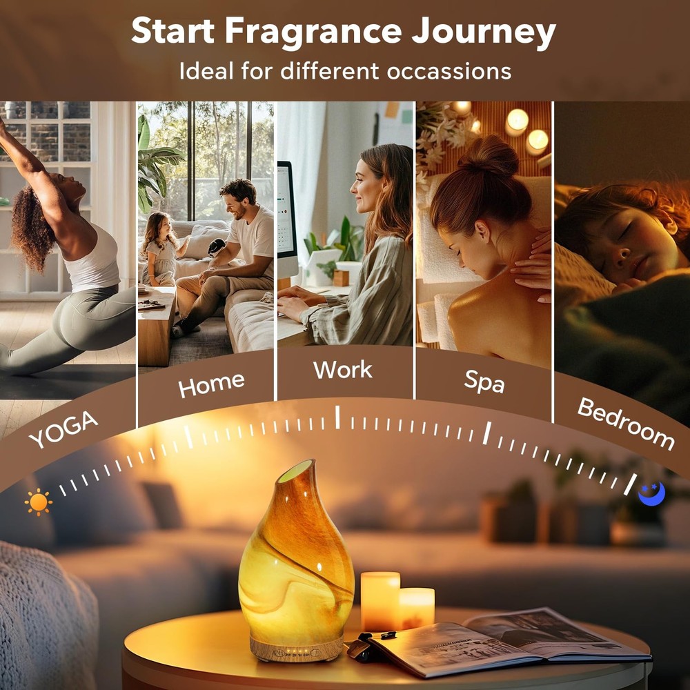 JOYOLO Essential Oil Diffuser, 120 ml Glass Aromatherapy Diffuser Dessert