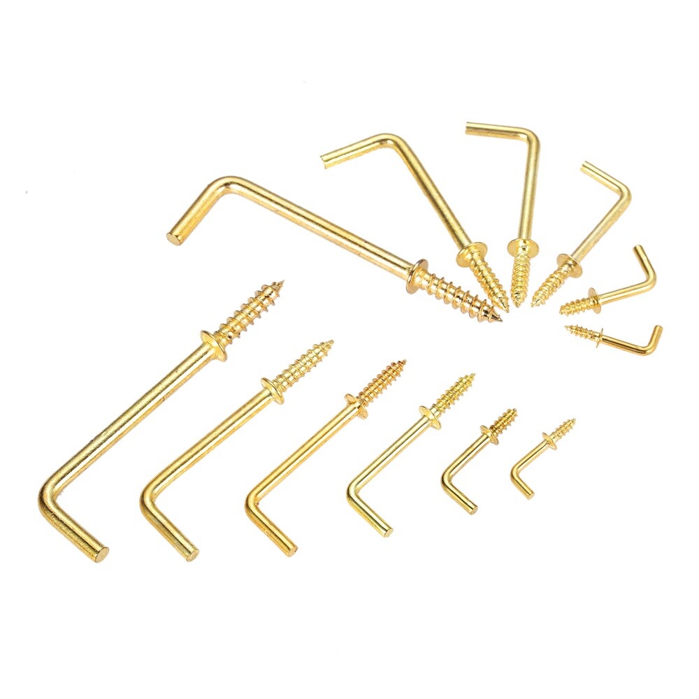 10/20Pcs Metal Right Angle Screw Hook Sheep Eye Hook Frame Hardware 6 Size