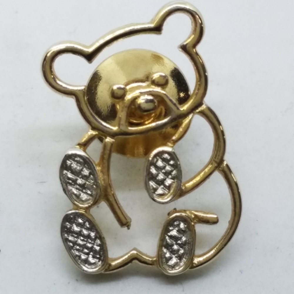 Gold & Silver Two Tone Brooch Teddy Bear Lapel Pin
