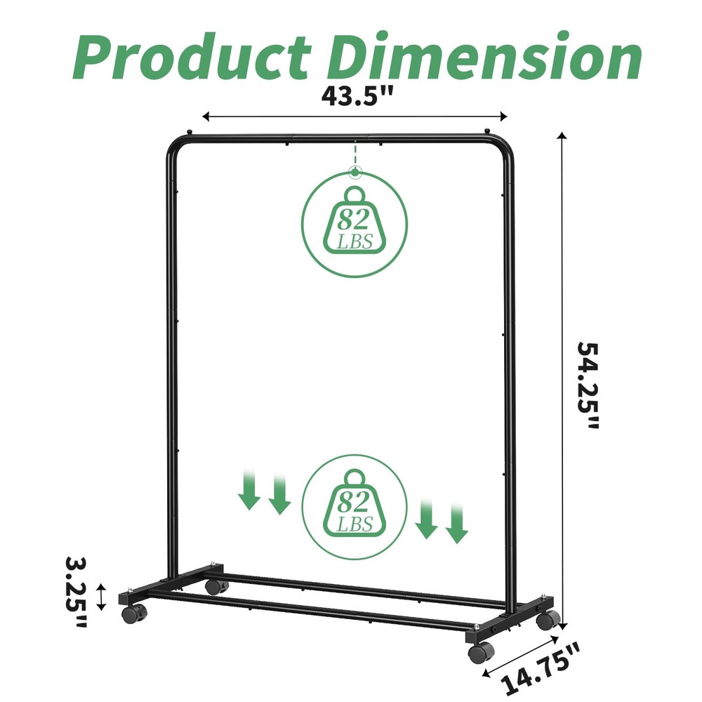 Simple Trending Rolling Garment Rack w/ Storage Shelves - Black