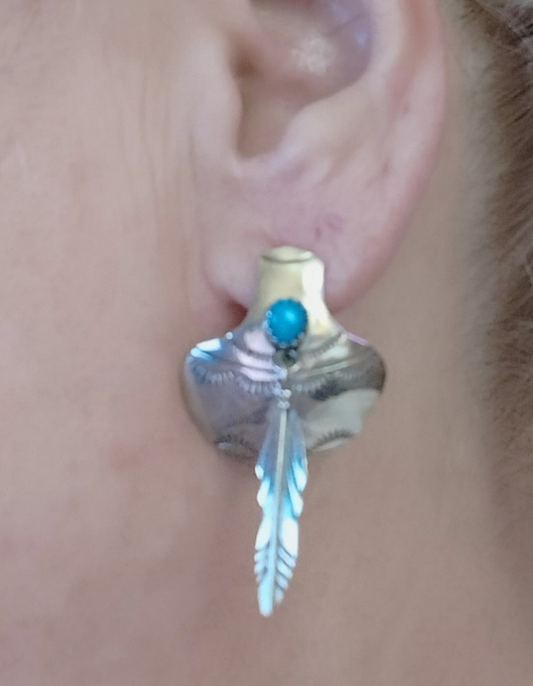 Sterling Silver Turquoise "Pottery" Stud Earrings
