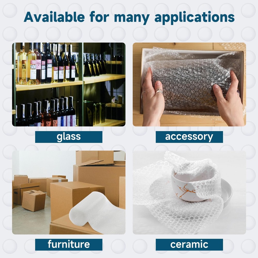 12 Inch Bubble Wrap 36ft Long, Perforated Packing Material, White