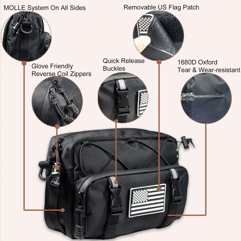Universal Motorcycle Bag, Black Handlebar One Size,