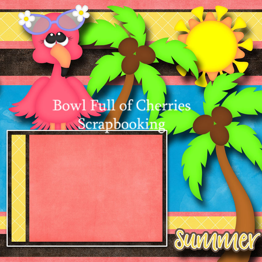 HELLO SUMMER 2 premade scrapbook pages paper piecing printed layout CHERRY #0002